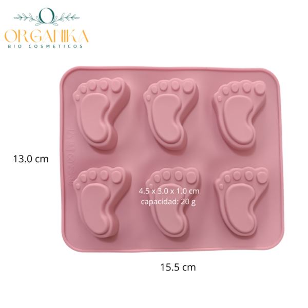 4 MOLDE DE SILICONA TIPO PIE DE BEBE